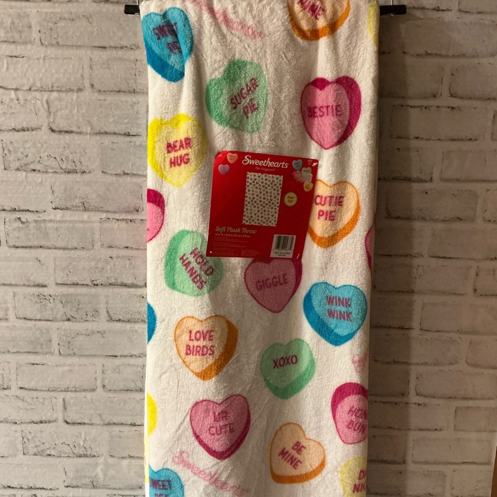 Sweethearts Sugar Hearts Plush Throw-50” x 70”